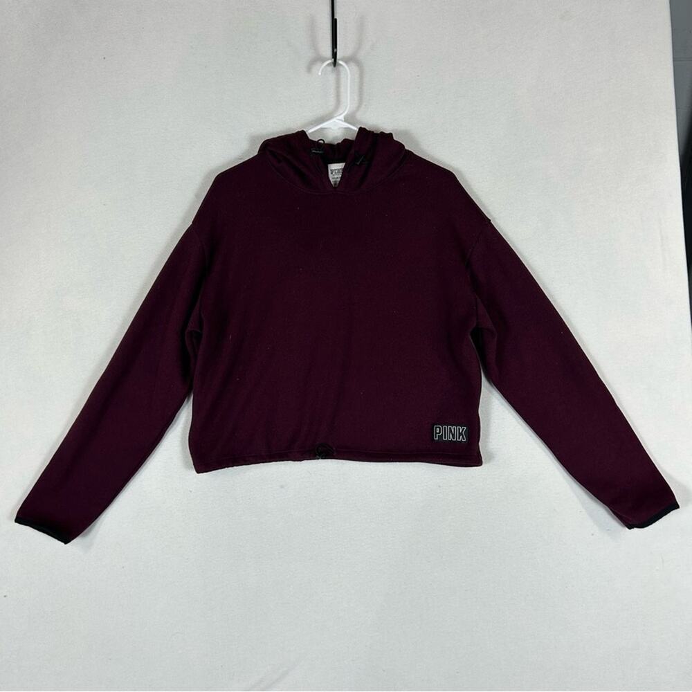 Pink VS Maroon Cropped Hoodie Women’s S Small Adjustable Waist Spell out Logo